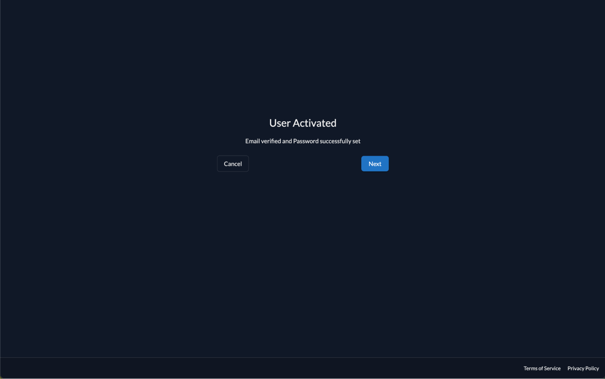 Account set up confirm